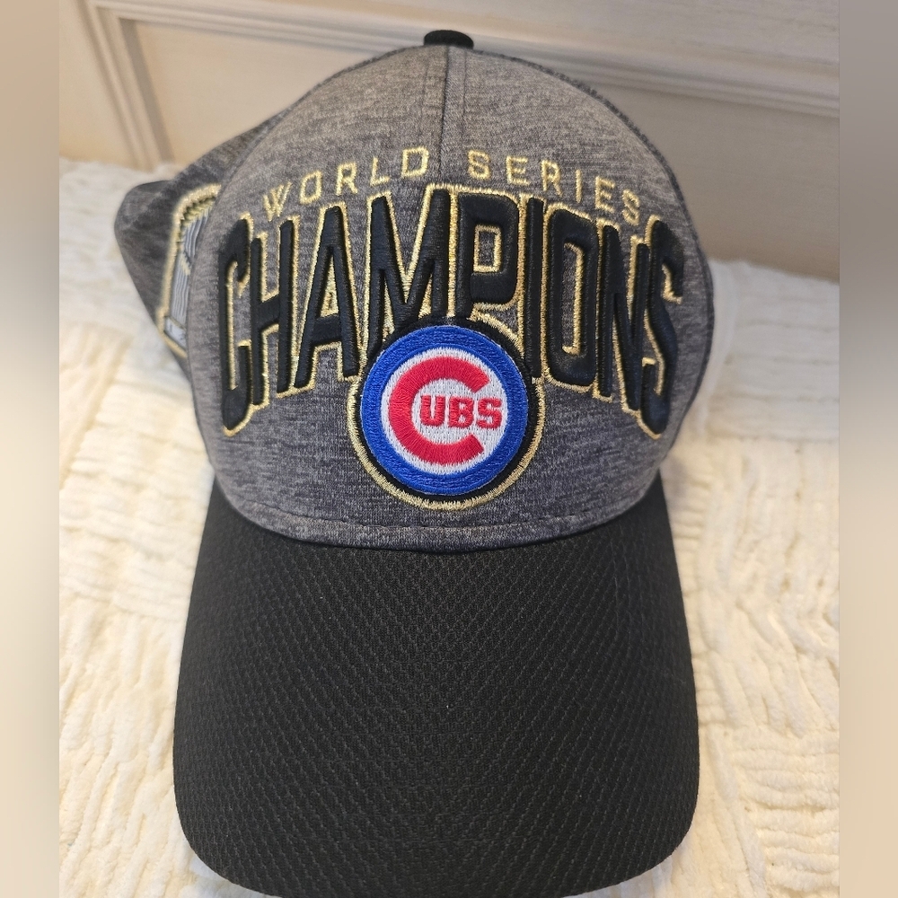 Chicago Cubs 2016 World Series Champions New Era 39Thirty OSFA Hat Cap MLB Gray